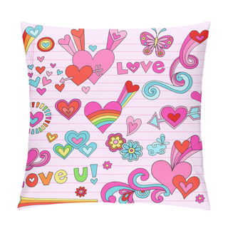 Personality  Valentines Day Notebook Doodle Hearts Vector Illustration Pillow Covers