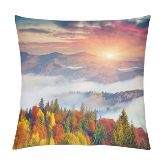 Personality  Colorful Autumn Scene In Carpathian Mountains. Dramatic Sunrise On Sokilsky Ridge, Ukraine, Europe. Artistic Style Post Processed Photo. Pillow Covers