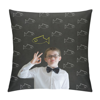 Personality  All Ok Boy Dressed As Business Man With Independent Thinking Chalk Fish Pillow Covers
