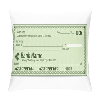 Personality  Vector Illustration Of Blank Bank Check Pillow Covers