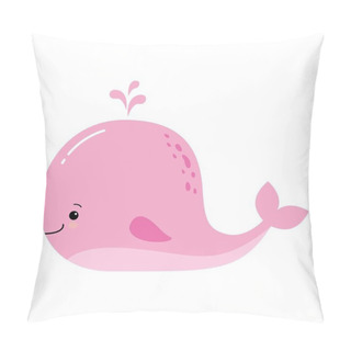 Personality  Cute Cartoon Whale. Adorable Little Pink Whale Vector Illustration Collection. Pillow Covers