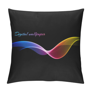 Personality  Shiny Color Waves Over Dark Vector Backgrounds Pillow Covers