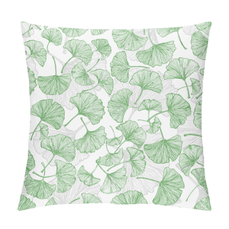 Personality  Green floral seamless background with ginkgo leaves. pillow covers