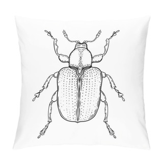 Personality  Hand Drawn Bug In Vintage Style. Beetles Vector Illustration Isolated On White Background. Retro Tattoo Design, Astrology, Alchemy, Magic Symbol. Pillow Covers