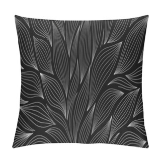 Personality  Luxury Floral Pattern With Hand Drawn Leaves. Elegant Astract Background In Minimalistic Linear Style. Trendy Line Art Design Element. Vector Illustration. Pillow Covers