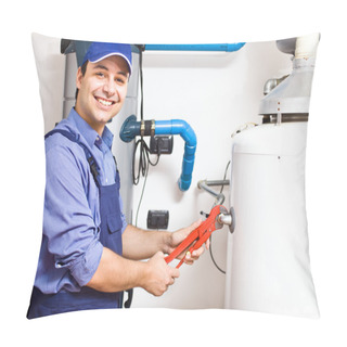 Personality  Technician Repairing An Hot-water Heater Pillow Covers
