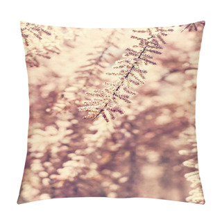 Personality  Small Pink Flowers On A Bush Branch. Spring Background.  Blooming Garden. A Branch Of A Bush With Pink Small Flowers. Spring Came. Nature Background Pillow Covers