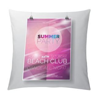Personality  Vector Party Flyer Poster Template On Summer Beach Theme With Abstract Shiny Background. Pillow Covers