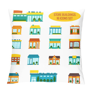 Personality  Store Building Icons Set Pillow Covers
