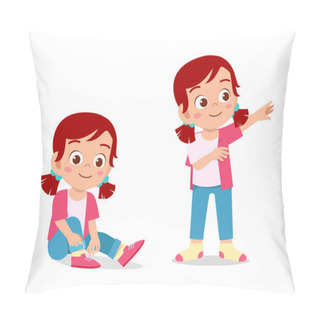 Personality  Happy Cute Kid Girl Do Dressing Process Pillow Covers