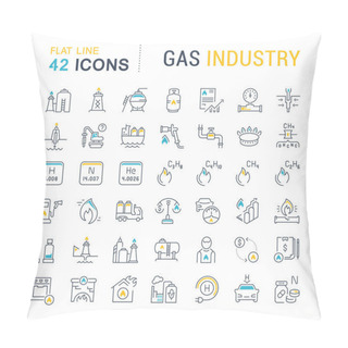 Personality  Set Vector Line Icons Of Gas Industry Pillow Covers
