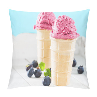 Personality  Two Blueberry Ice Cream Waffles With Blueberries Aside Pillow Covers