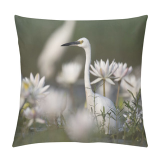 Personality  Little Egret With Flowers Pillow Covers