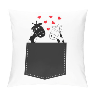 Personality  Cartoon Black And White Giraffes In The Pocket Pillow Covers