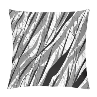 Personality Abstract Dash Pattern , Memphis Style Background With Small Dashes, Retro Black And White Texture Pillow Covers