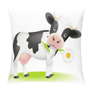 Personality  Little Cow Eating Daisy Pillow Covers