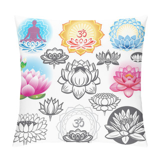 Personality  Set Of Lotuses And Esoteric Symbols Pillow Covers
