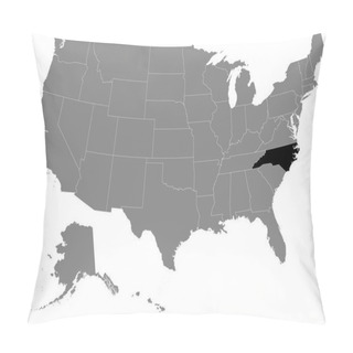 Personality  Black Location Map Of US Federal State Of North Carolina Inside Gray Map Of The United States Of America Pillow Covers