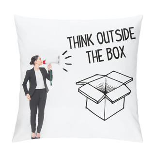 Personality  Businesswoman Holding Megaphone Pillow Covers