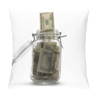 Personality  Jar With The Money On White Pillow Covers