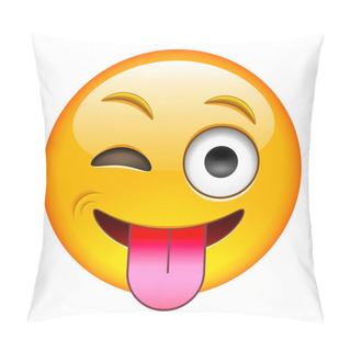 Personality  Eyewink With Tongue Emoticon Pillow Covers