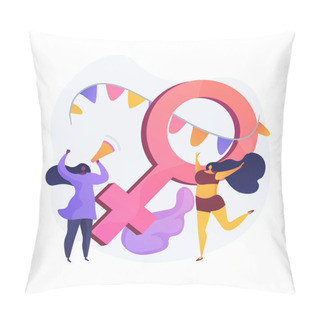 Personality  Feminism. Protection Of Women Rights. Social And Political Movement. Ideology, Patriarchy, Sex Discrimination. Gender Equality. Female Activists. Vector Isolated Concept Metaphor Illustration. Pillow Covers