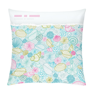 Personality  Seashells Line Art Horizontal Torn Seamless Pattern Background Pillow Covers