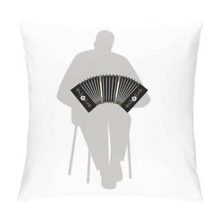 Personality  Man Silhouette Playing Bandoneon.  Pillow Covers