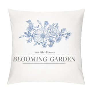 Personality  Card With A Bouquet Of Flowers. Pillow Covers