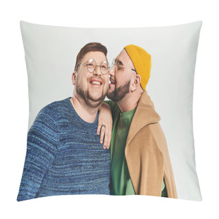 Personality  A Loving Duo Of Men Standing Beside Each Other. Pillow Covers