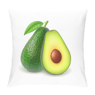 Personality  Avocado And Slice Isolated On White Vector Pillow Covers