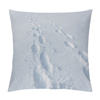 Personality  Footprints On White Clear Snow With Copy Space Pillow Covers