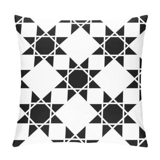 Personality  Vector Modern Seamless Geometry Pattern Star, Black And White Abstract Geometric Background, Pillow Print, Monochrome Retro Texture, Hipster Fashion Design Pillow Covers