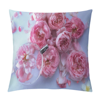 Personality  Perfume Bottle With Pink Roses Pillow Covers