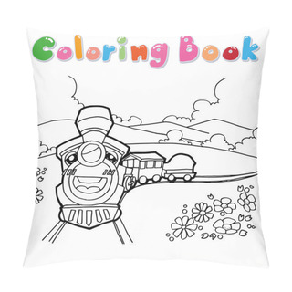 Personality  Train Coloring Page Cartoon Vector Pillow Covers