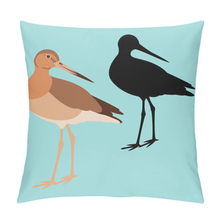 Personality  Sandpiper Vector Illustration Flat Style Profile Side Silhouette  Pillow Covers