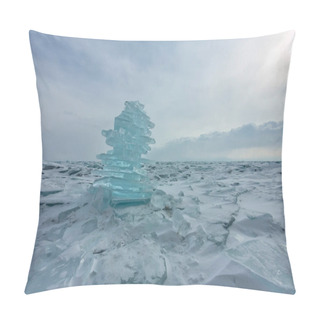 Personality  Dawn In The Blue Hummocks Of Ice Lake Baikal, In A Snowy Field In Winter On A Journey Pillow Covers