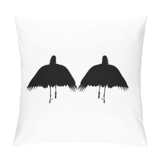Personality  Pair Of The Black Heron Bird (Egretta Ardesiaca), Also Known As The Black Egret Silhouette For Art Illustration, Logo, Pictogram, Website, Or Graphic Design Element. Vector Illustration Pillow Covers