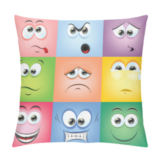 Personality  Cartoon Faces With Emotions Pillow Covers