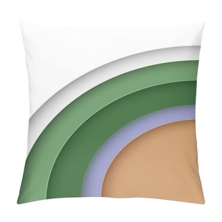 Personality  Paper Layered Background. Abstract Background With White, Violet And Green Arc Shapes. Pillow Covers