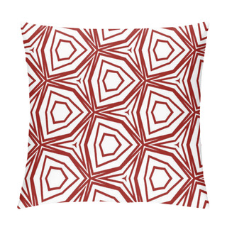 Personality  Medallion Seamless Pattern. Maroon Symmetrical Kaleidoscope Background. Watercolor Medallion Seamless Tile. Textile Ready Resplendent Print, Swimwear Fabric, Wallpaper, Wrapping. Pillow Covers