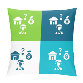 Personality  Affordable Flat Four Color Minimal Icon Set Pillow Covers