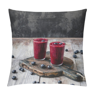 Personality  Fresh Healthy Berry Smoothie In Glasses On Rustic Table Pillow Covers