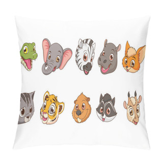 Personality  Cute Ten Animals Babies Cartoon Head Characters Pillow Covers