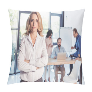 Personality  Middle Aged Businesswoman In Office  Pillow Covers