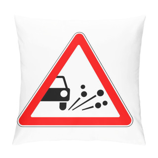 Personality  Traffic-Road Sign: Loose Chippings On The Road Pillow Covers