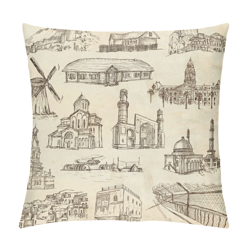 Personality  Architecture, Famous places - Full sized illustrations pillow covers