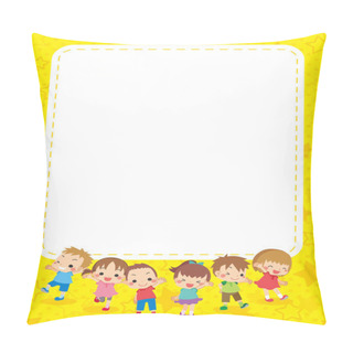 Personality  Illustration Of Cute Elementary School Children And Star Pattern Background. Pillow Covers