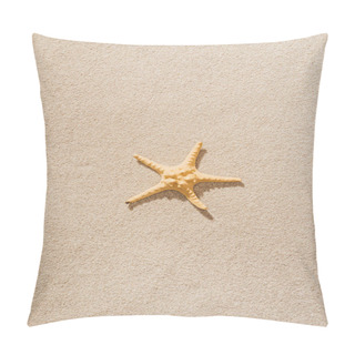 Personality  Top View Of Dry Starfish Lying On Sandy Beach Pillow Covers