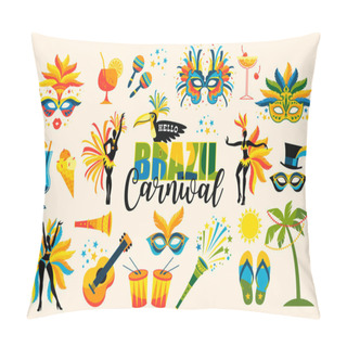 Personality  Brazilian Carnival. Set Of Icons. Vector. Pillow Covers